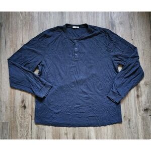 Marine Layer Long Sleeve Men's XXL Blue Henley Pullover Cotton Knit Shirt Casual